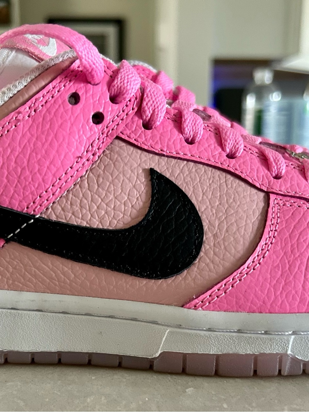 Nike Two-Tone Pink Low-Top Sneaker with Black Swoosh